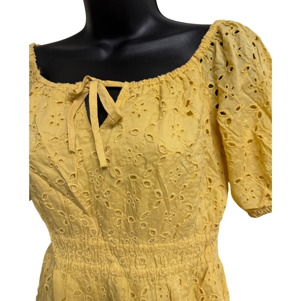 Abercrombie & Fitch Women Babydoll Top Blouse Small S Yellow Short Sleeve NWOT - Picture 2 of 7